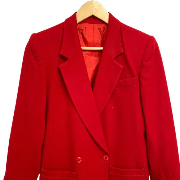 Andre' Barreau women's blazer Button Front Collared Red 100% Pure Wool Size 4 - Picture 1 of 14